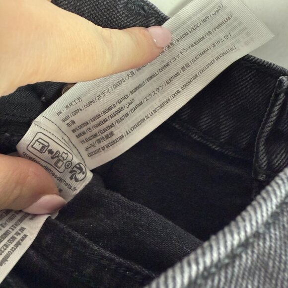 Abercrombie & Fitch The '90s Relaxed Jean High Rise Slit Black Size 33 16L LONG - Picture 10 of 10
